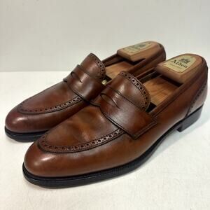 RARE Crockett & Jones x Peal & Co. Brown Penny Loafer Brogued 317 VGUC 9 D
